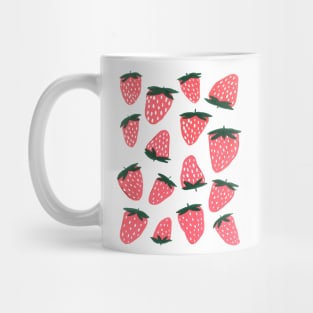 Organic summer strawberries coral and green Mug